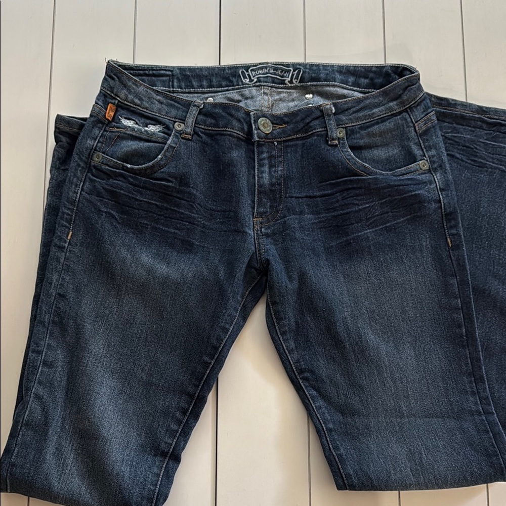 Y2K -Robin's Jean Blue Boyfriend Straight Leg Denim with Distressed Look